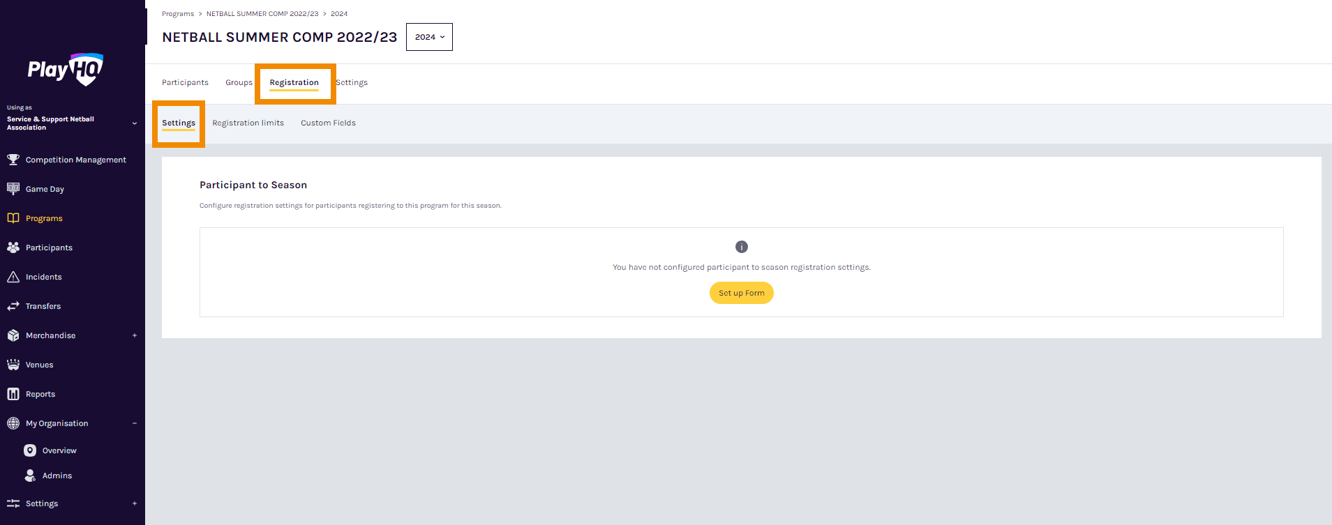 Configure a Local Program Registration Form – Netball Australia Support